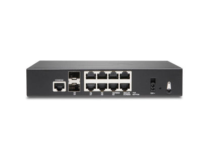 The SONICWALL TZ470 Total Secure - Essential Edition 1YR delivers robust firewall protection with a wired Ethernet connection supporting up to 2.5 Gbps throughput. Equipped with 8x1GbE and 2x2.5G SFP+ interfaces, it secures networks via advanced protocols including IPSec, HTTPS, and SNMP, all managed through SonicOS 7. Designed for small to mid-sized offices, this desktop firewall combines performance, security, and manageability in one solution.
