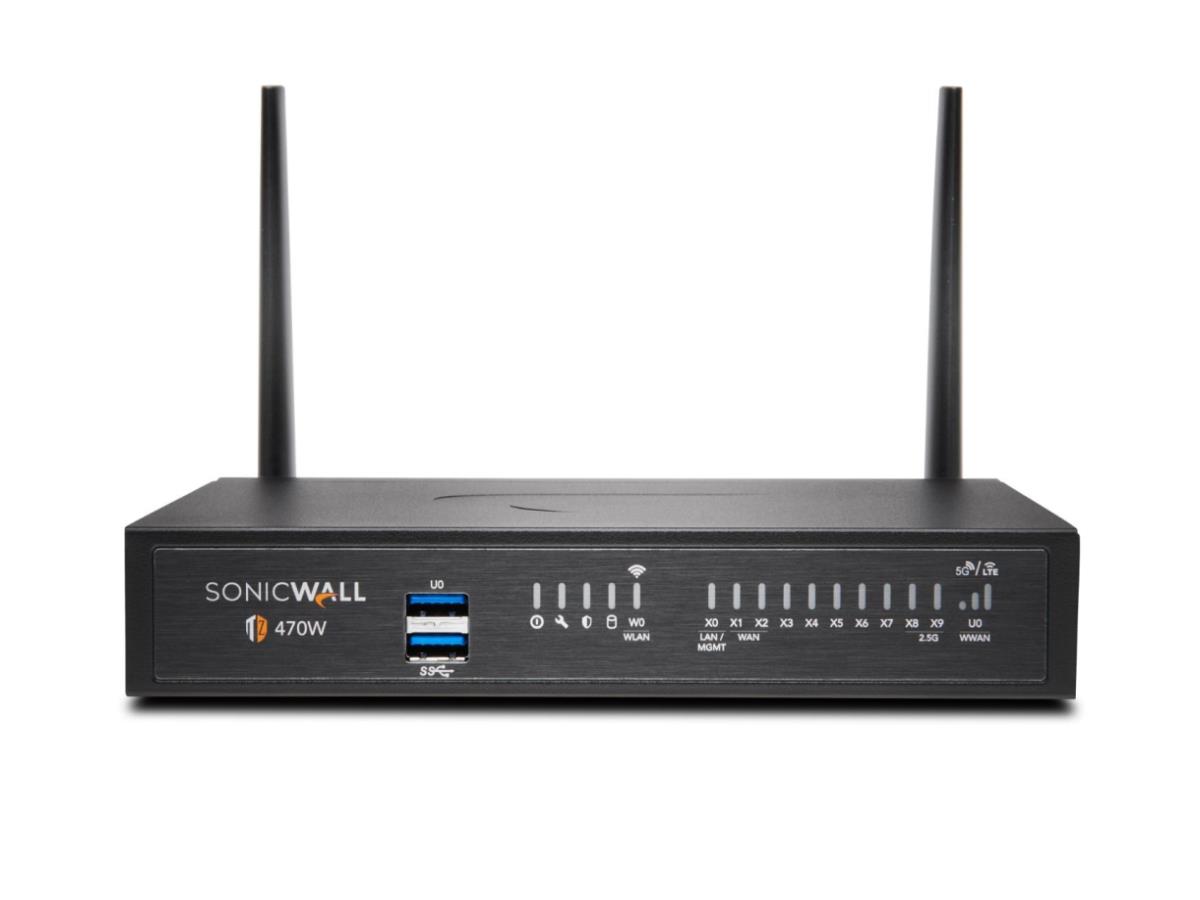 The SONICWALL TZ470 Wireless-AC TotalSecure Advanced Edition offers an all-in-one network security solution with integrated wireless AC connectivity and a robust feature set. With 8x1GbE ports, dual 2.5G SFP+ interfaces, and high-speed throughput, it's designed for small to mid-sized networks that demand secure and seamless connectivity. Includes a 1-year advanced subscription for enhanced threat protection and centralized management.