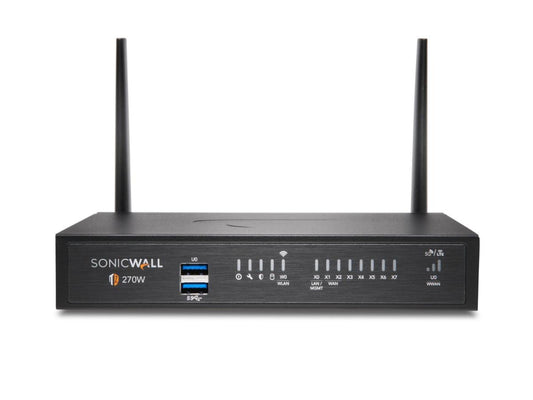 SONICWALL TZ270 Wireless-AC TotalSecure Threat Edition delivers high-speed intrusion prevention and advanced security for SMBs. With support for 802.11ac wireless, 11 ports, and 1 Gbps of IPS throughput, it's perfect for environments needing performance and security in a desktop form factor. A 1-year TotalSecure Threat Edition license is included for complete threat protection.