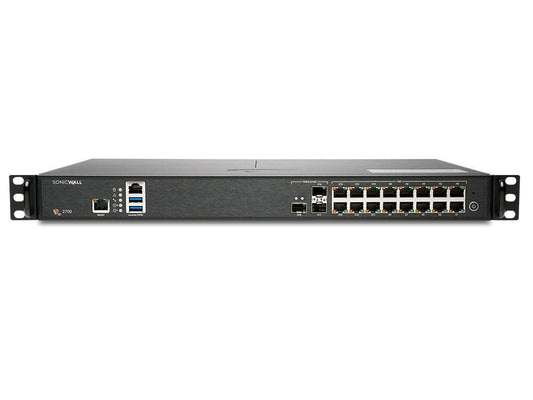 SONICWALL NSa 2700 Secure Upgrade Plus (Advanced Edition, 2-Year) offers enterprise-grade firewall protection in a compact 1U form factor. It features multi-gigabit connectivity including 1GbE, 10G SFP+, USB 3.0, and management ports, and is designed to secure demanding network environments. With SonicOS 7 onboard, this unit delivers strong performance with IPS throughput up to 3.4 Gbps and IPSec VPN support up to 2.1 Gbps.