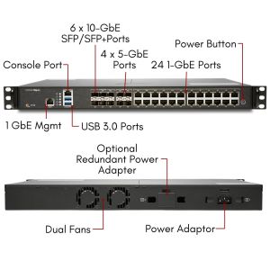 SonicWall NSa 3700 Secure Upgrade Plus Advanced 2YR, 38-Port Firewall