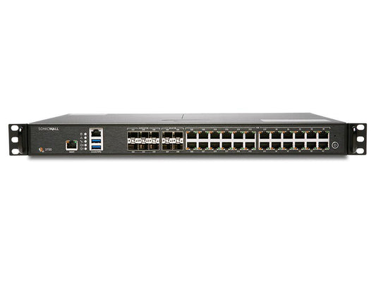 SONICWALL NSa 3700 SECURE UPGRADE PLUS - ADVANCED EDITION is a high-performance 1U firewall solution designed for secure enterprise networking. Featuring wired connectivity with 38 ports including 24x1GbE, 6x10G SFP+, and 4x5G SFP+, this device supports advanced threat protection with RTDMI and secure SD-WAN capabilities. With 3.8 Gbps IPS throughput and 2.2 Gbps VPN IPSec throughput, it delivers scalable performance over a 3-year service lifecycle.