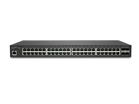 The SONICWALL SWS14-48 is a powerful 48-port Layer 2 wired switch designed to support high-performance SD-Branch deployments. With 53 total ports including 4 SFP+ uplinks and robust 10 Gbps data throughput, this switch integrates Wireless Network Management Essential and 3-year support services for enhanced infrastructure visibility and control. Ideal for medium to large IT networks, it offers flexible remote management options and mission-critical redundancy features.
