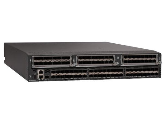 The IBM SAN96C-6 is a high-density 96-port Fibre Channel fabric switch, equipped with 96 32G optics for advanced SAN environments. Designed for enterprise-scale deployments, it delivers next-generation ASIC performance in a compact 1RU form factor with robust management protocols and secure connectivity. This solution is TAA-compliant and designed to handle heavy data loads across mission-critical applications.
