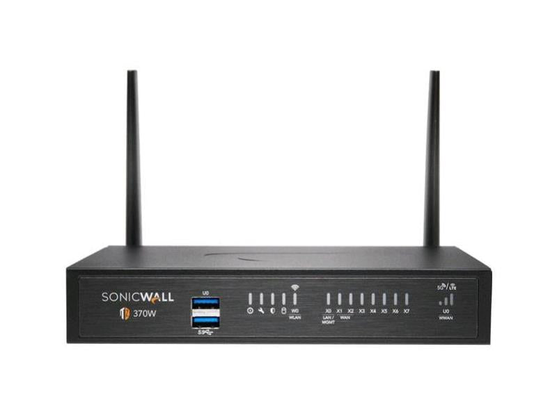 The SONICWALL TZ370 Wireless-AC Intl Promotional Tradeup provides advanced security features with 3 years of APSS support. Equipped with 8x1GbE ports, dual USB 3.0, and robust IPSec VPN and threat prevention performance, this compact firewall offers strong wireless capability and next-gen security protocols. Ideal for small to medium-sized offices seeking enterprise-grade data protection and flexible deployment.