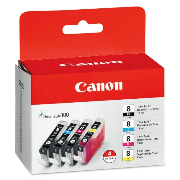 Pack de cartouches d'encre 4 couleurs Canon CLI-8 (noir, cyan, magenta, jaune)