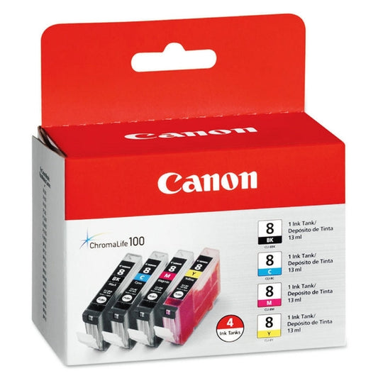 Pack de cartouches d'encre 4 couleurs Canon CLI-8 (noir, cyan, magenta, jaune)