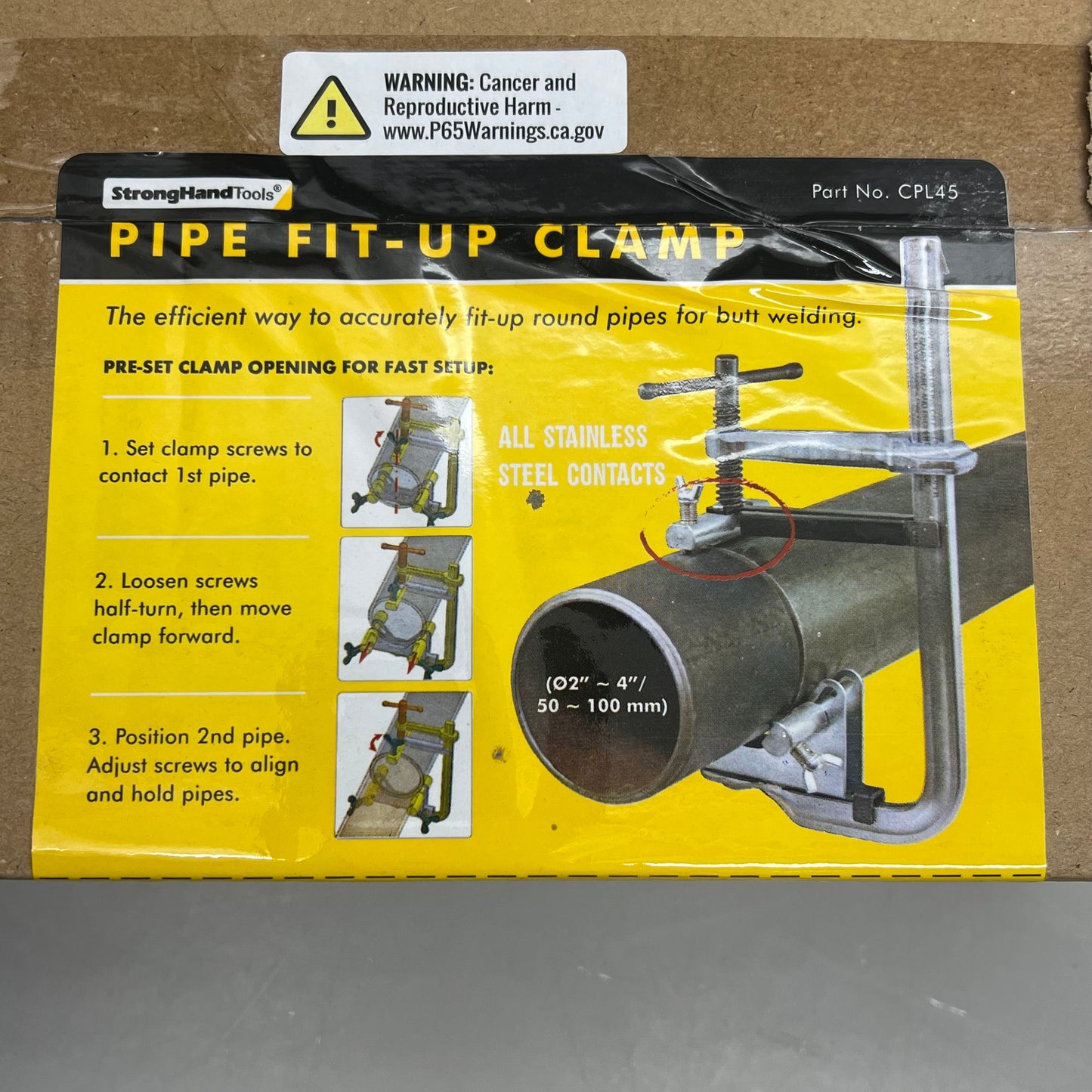 STRONG HAND TOOLS Pipe Fit-Up Clamp Lightweight & Compact  2-4" Pipe CPL45