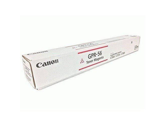 Canon GPR-56 Magenta Toner Cartridge is designed for use in ImageRUNNER ADVANCE C7565i, C7570i, and C7580i series printers. With an estimated yield of 66,500 pages, it delivers long-lasting performance in high-volume printing environments. Manufactured in Japan and TAA compliant, this toner ensures dependable results for business-class color printing.