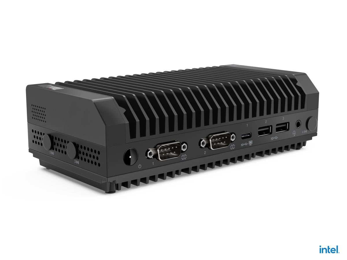 The Lenovo ThinkEdge SE30 is a compact industrial-grade desktop powered by an Intel Core i5-1145G7E vPro processor, offering efficient performance and enterprise-ready manageability. Equipped with 16GB DDR4 RAM and a 256GB PCIe Gen4 SSD, it delivers rapid boot times and reliable multitasking. Its compact Ultra Small Form Factor and multiple connectivity options make it ideal for edge computing, IoT applications, and space-constrained environments.