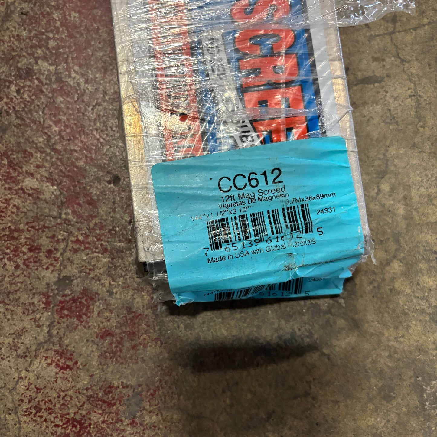 KRAFT TOOL CO. Magnesium Screed 120”x1 1/2”x3 1/2”, Aluminum CC612