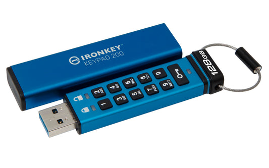 Clé USB 3.2 Kingston IronKey Keypad 200 128 Go cryptée AES-256
