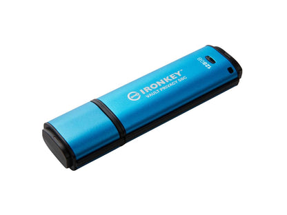 The Kingston 128GB IronKey Vault Privacy 50C offers high-performance and secure portable storage with AES-256 encryption and FIPS 197 certification. Designed with a USB-C interface and USB 3.2 Gen 1 support, it ensures fast data access while maintaining rigorous data protection standards. Ideal for professionals requiring TAA compliance and peace of mind with a 5-year warranty.
