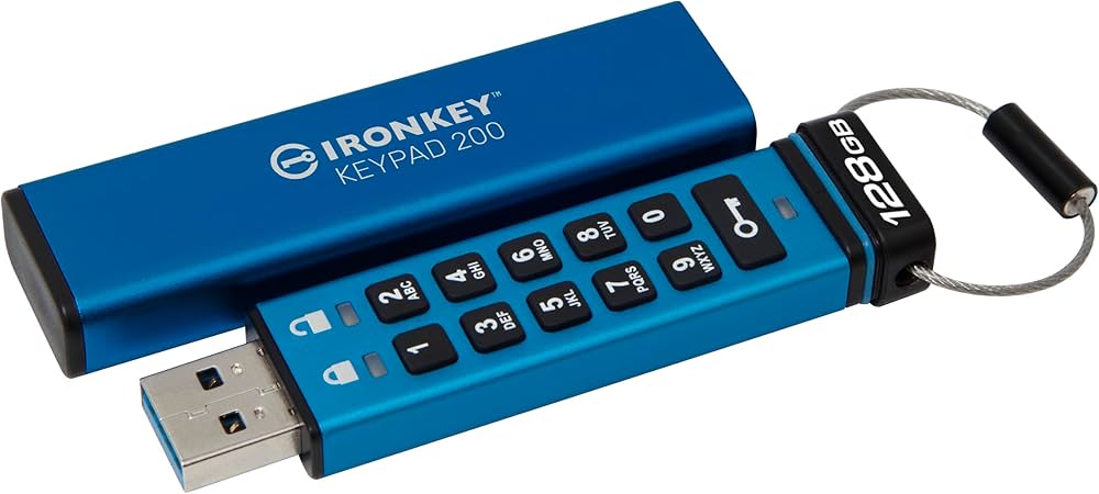 Clé USB 3.2 Kingston IronKey Keypad 200 128 Go cryptée AES-256