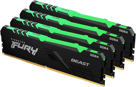 Kingston 128GB DDR4 3200MT/s CL16 DIMM Kit (4x32GB) FURY Beast RGB