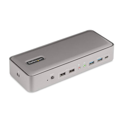 Station d'accueil KVM USB-C StarTech pour deux ordinateurs portables avec écran 4K et alimentation 90 W/45 W