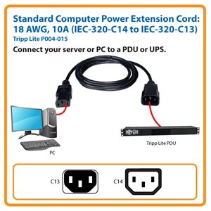 HP HPE IEC C14 to C13 Jumper Cord, 8ft, Lifetime Exchange