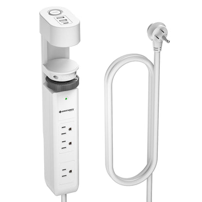 CRST Desk Clamp Surge Protector Power Strip with USB-C Port 6FT Extension Cord Flat Plug 1020J Protection Fits Tables Up to 2 Inches 36 Months Warranty