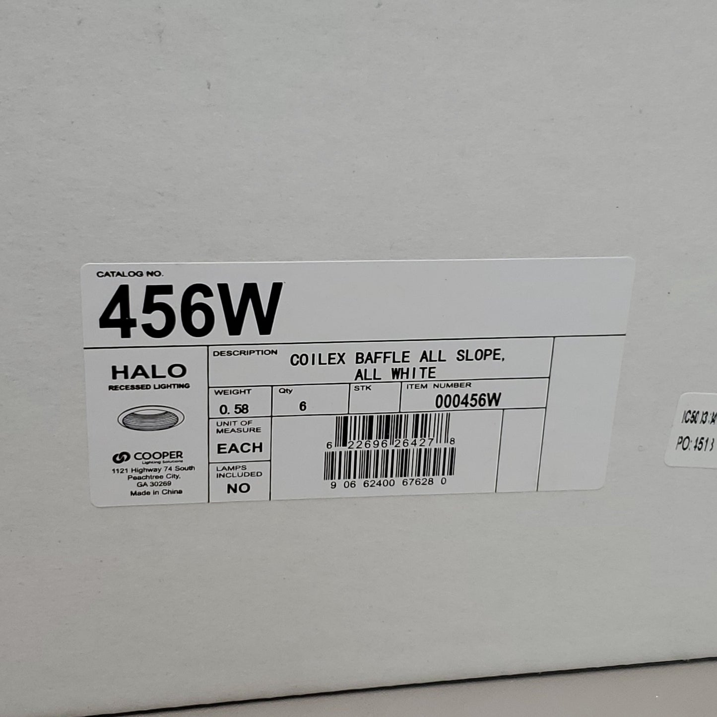 HALO LIGHTING 6-PACK! Coilex Baffle Inserts Slope 6" All White 456W (New)