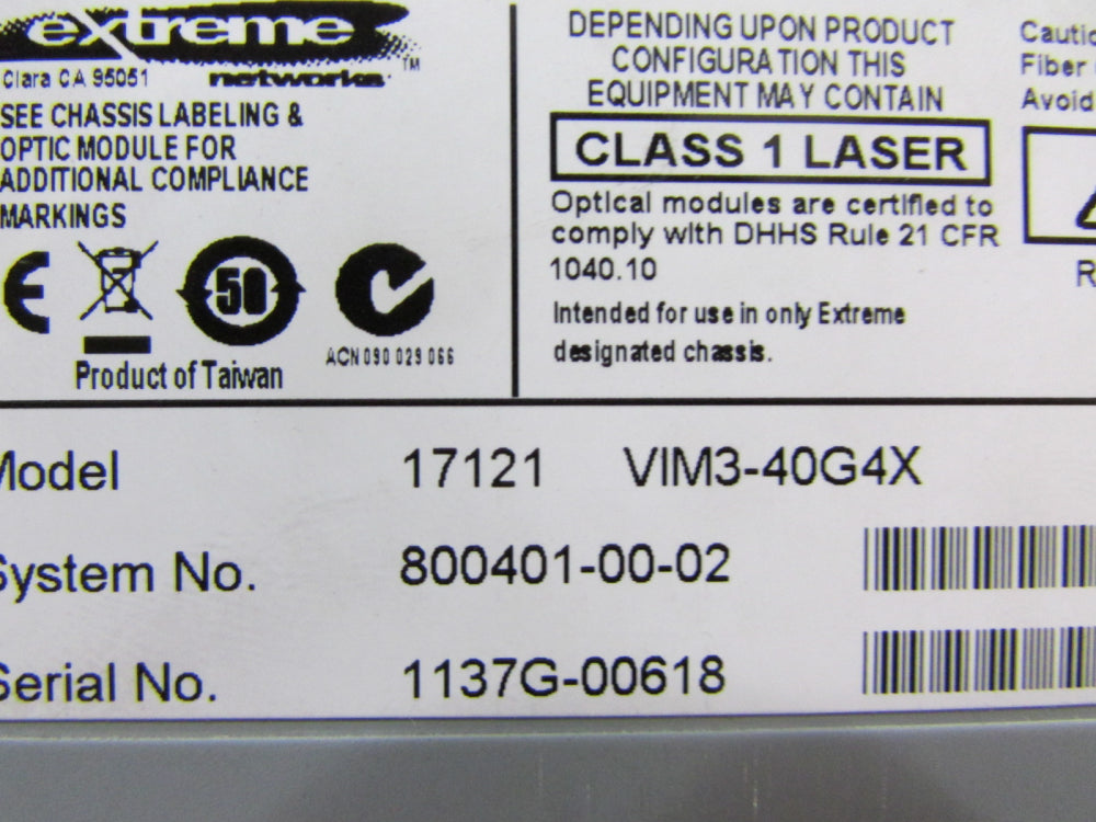 EXTREME VIM3-40G4X 4-Port 40GBASE-X QSFP+ Module for Summit X650/X480