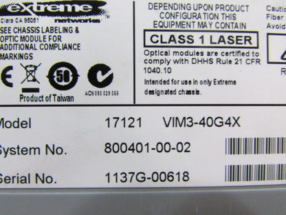 EXTREME VIM3-40G4X 4-Port 40GBASE-X QSFP+ Module for Summit X650/X480