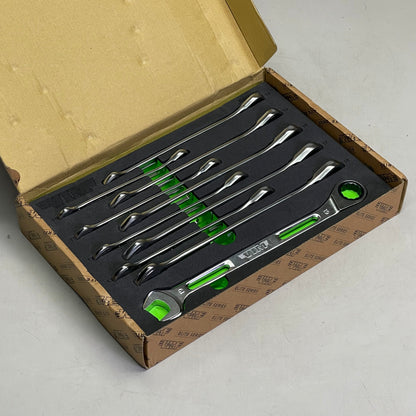 VIM TOOLS 10 Piece Slim Angled Ratcheting Wrench Set 10mm-19mm Steel SAR100