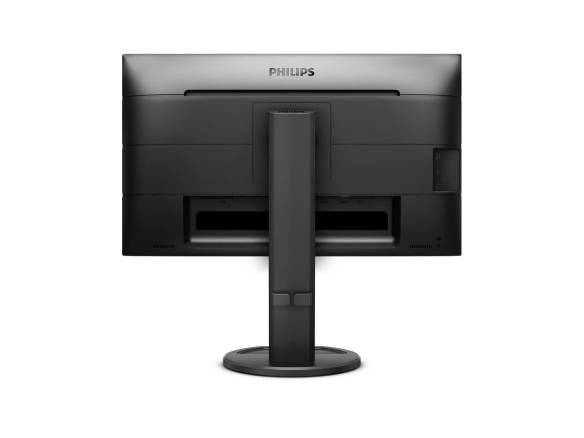 PHILIPS 241B8QJEB is a 24-inch Full HD LED monitor designed for professional environments, offering crisp 1920x1080 resolution and versatile connectivity. With DisplayPort, HDMI, VGA, DVI, and an integrated USB hub, it caters to diverse setup needs. The height-adjustable stand, LowBlue Mode, and anti-glare coating enhance user comfort, while TAA compliance and a 4-year advance replacement warranty add value for government and enterprise buyers.