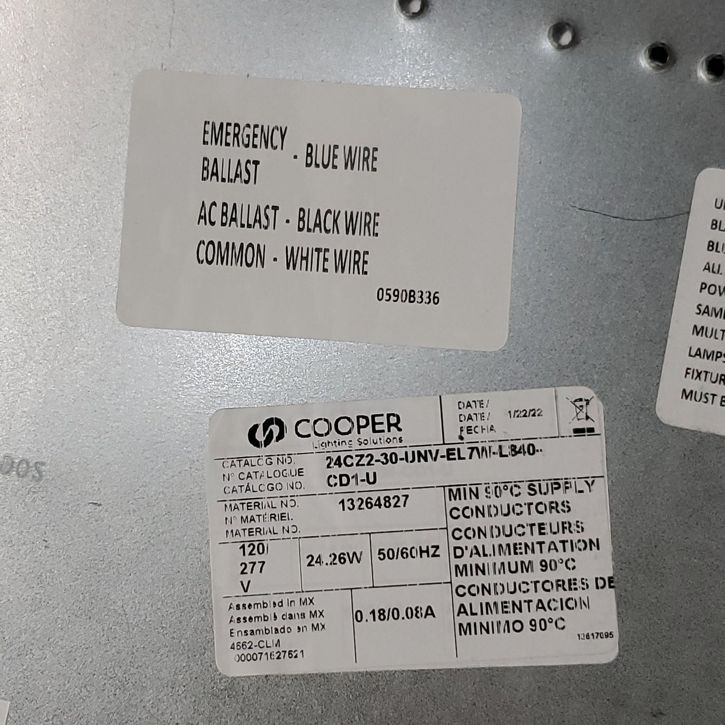 COOPER LIGHTING 3 PK LED Recessed Troffer 2'x4' 24CZ2-30-UNV-EL7W-L840