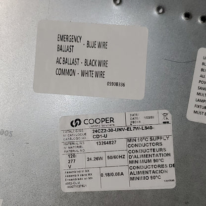 COOPER LIGHTING 3 PK LED Recessed Troffer 2'x4' 24CZ2-30-UNV-EL7W-L840