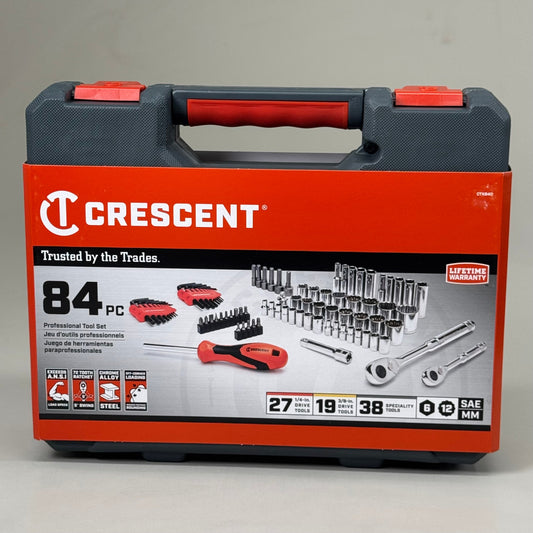 CRESCENT 1/4-Inch & 3/8-Inch Drive 6 & 12 Point SAE/Metric Mechanics Tool Set
