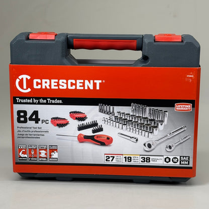 CRESCENT 1/4-Inch & 3/8-Inch Drive 6 & 12 Point SAE/Metric Mechanics Tool Set