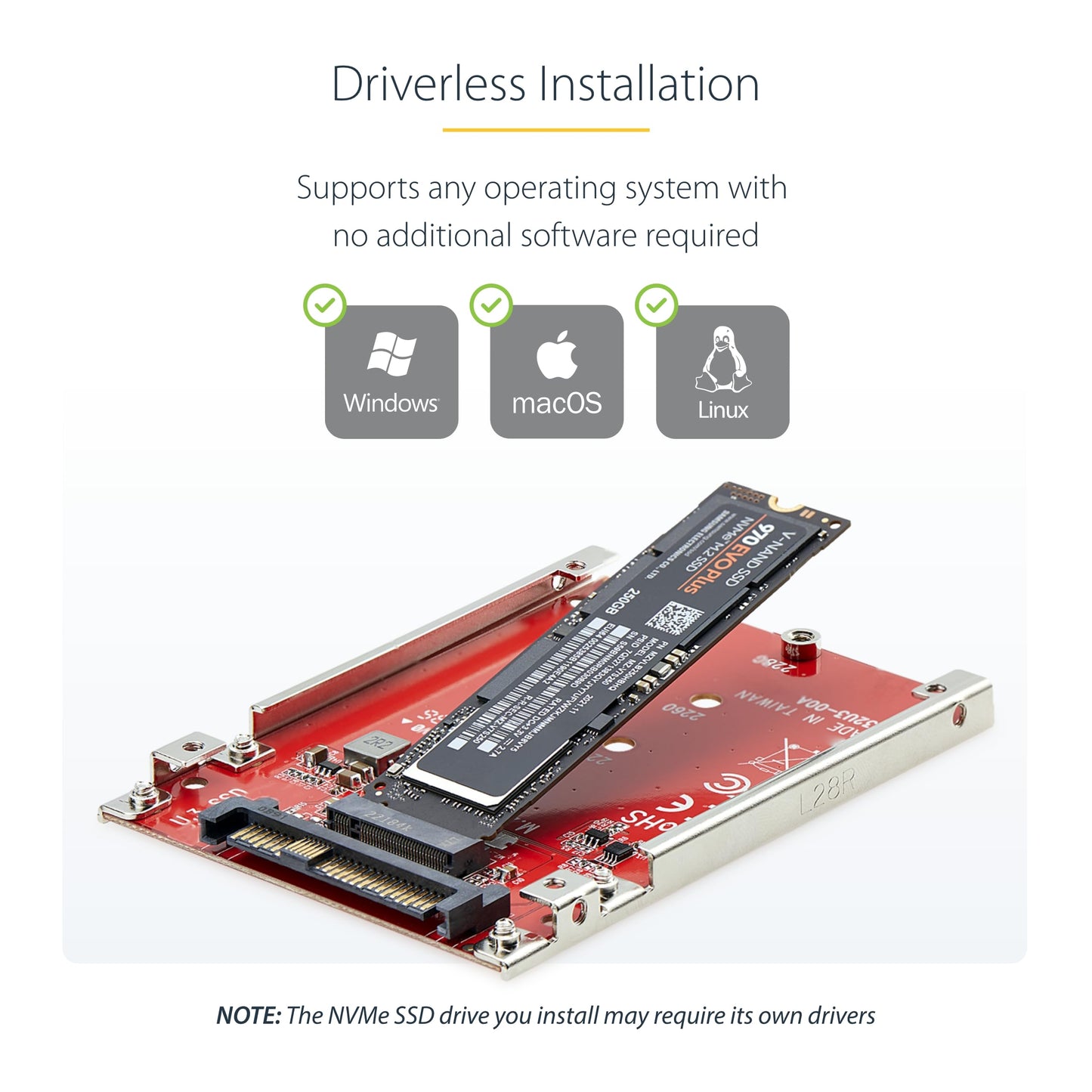 Adaptateur STARTECH M.2 NVMe SSD vers U.3 - Convertisseur M.2 vers 2,5 pouces SFF-TA-1001