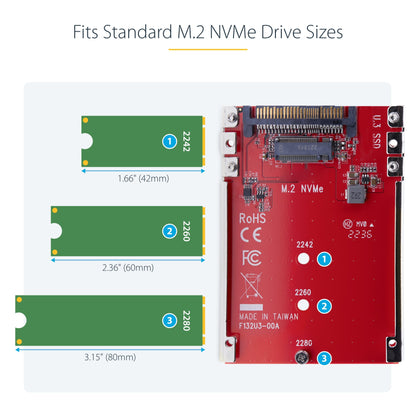 Adaptateur STARTECH M.2 NVMe SSD vers U.3 - Convertisseur M.2 vers 2,5 pouces SFF-TA-1001