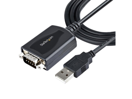 Use current and legacy serial RS232 devices with STARTECH’s 3ft USB to Serial Cable Adapter. Designed with a USB Type-A to DB9 male configuration, this adapter supports high-speed data transfer at 921.6 Kbps and features a Prolific PL2303 chipset with 512-byte FIFO and COM port retention. Ideal for use with barcode scanners, industrial scales, and network switches, this TAA-compliant cable ensures compatibility, performance, and durability.