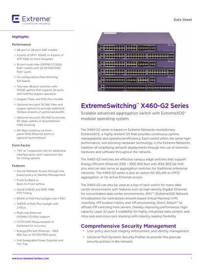 Pack commutateur géré ExtremeSwitching X465-48T 48 ports avec alimentation 350 W