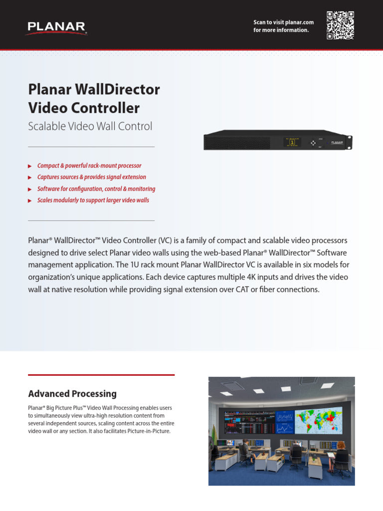 Contrôleur vidéo Planar WallDirector VC4H-BP+ 4 sorties, HDMI/DP