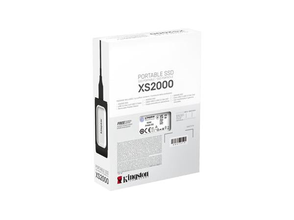 The Kingston XS2000 2TB Portable SSD offers ultrafast data transfer speeds up to 2000MB/s in a compact, lightweight design. With USB 3.2 interface, it delivers high-performance storage in a rugged and portable form factor, ideal for professionals needing fast file backup, transfers, and streaming. TAA compliant and backed by a 5-year limited warranty, it's a reliable choice for high-speed mobile storage needs.
