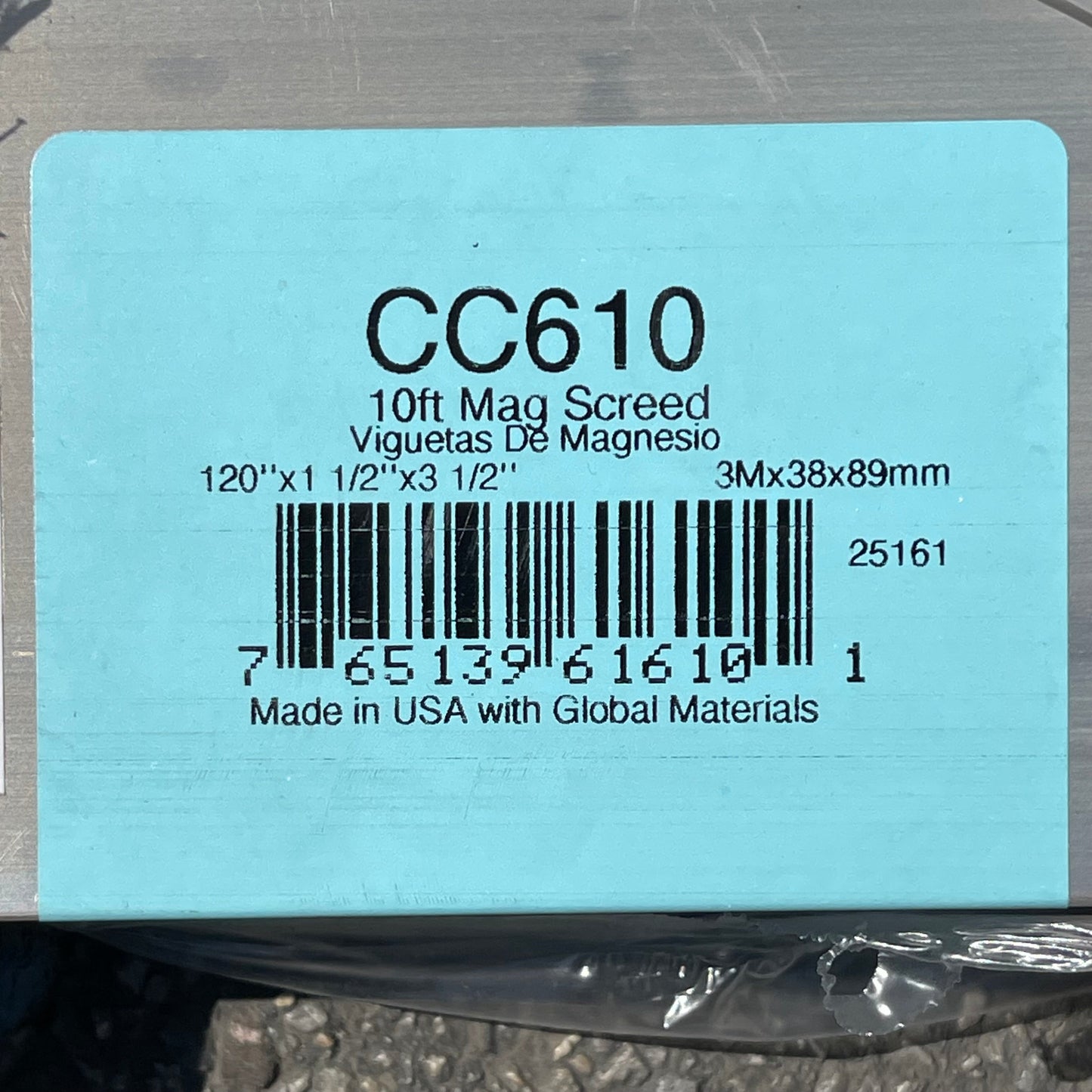 Z@ KRAFT TOOL CO. Magnesium Screed 120”x3-1/2”x1-1/2” CC610