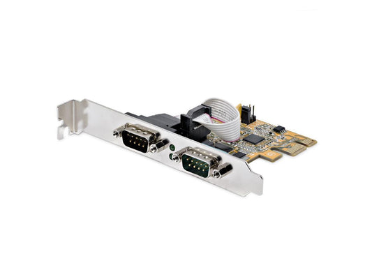 2-Port PCI Express Serial Card, Dual Port PCIe to RS232 (DB9) Serial Card, 16C1050 UART, Low/Full Profile Brackets, COM Retention, Windows &amp; Linux
