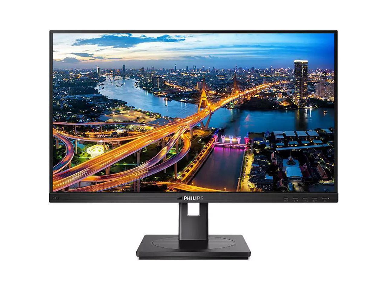 PHILIPS 243B1 23.8" FHD LCD Monitor, USB-C, IPS, 75Hz, Height-Adjustable
