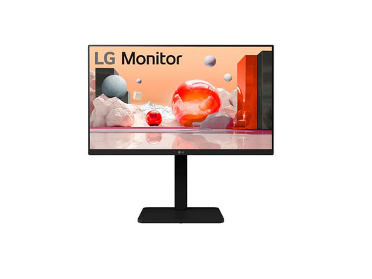 The LG 24BA450-B is a 24-inch IPS monitor offering Full HD 1920x1080 resolution, ergonomic adjustability, and versatile input options including HDMI, DisplayPort, and D-SUB. Designed for productivity and eye comfort, it features anti-glare coating, Flicker Safe technology, and Reader Mode with up to 95% sRGB color gamut. Its tilt, swivel, pivot, and height adjustments make it a flexible addition to any professional setup.