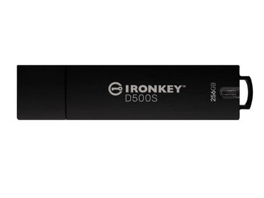 The Kingston IronKey D500S is a 256GB USB flash drive engineered with military-grade AES-256 encryption and pending FIPS 140-3 Level 3 certification. Designed for secure data transport, it offers fast transfer speeds and wide system compatibility, making it ideal for professionals in need of a reliable and compliant data security solution.