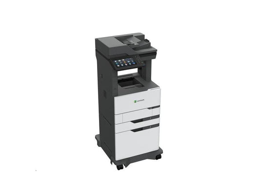 The Lexmark MX826adxe is a TAA-compliant monochrome multifunction laser printer delivering high-speed printing, copying, scanning, and faxing. It features a print and copy speed of up to 70 ppm, a robust monthly duty cycle of up to 350,000 pages, and full support for duplex printing. Built with enterprise functionality, it includes multiple network interfaces and a wide range of media handling capabilities.