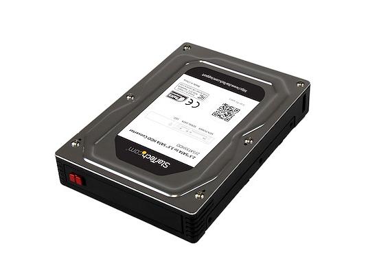 Turn your 2.5-inch SATA HDD or SSD into a 3.5-inch SATA drive with the StarTech 25SAT35HDD Adapter Enclosure. Designed in black and silver with aluminum and plastic construction, this enclosure seamlessly integrates 2.5-inch drives into systems requiring 3.5-inch form factors. It's ideal for upgrading storage configurations, enhancing flexibility, and supporting TAA-compliant environments.