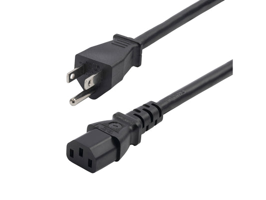 8ft (2.4m) Computer Power Cord, NEMA 5-15P to IEC 60320 C13 AC Power Cable, 13A 125V, 16AWG, Replacement Power Cable, UL Listed