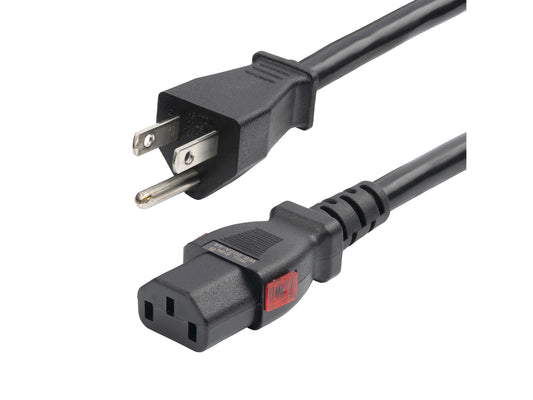 12ft (3.6m) Heavy Duty Power Cord, NEMA 5-15P to Locking C13 AC Power Cable, 15A 125V, 14AWG, Power Supply Cable, UL Listed
