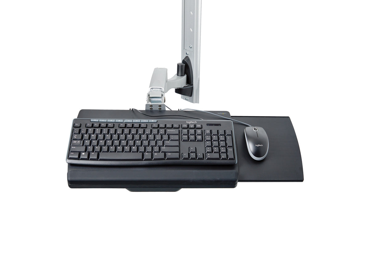 WALL MOUNT WORKSTATION, VESA MOUNT FOR 32 MONITORS (22LB/10KG), FULLY ARTICULATING SINGLE MONITOR MOUNT &amp; KEYBOARD TRAY W/DESKTOP COMPUTER/PC BRACKET