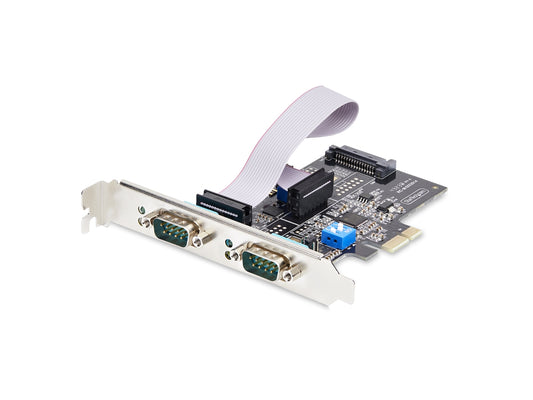 2-PORT SERIAL PCIE CARD, DUAL-PORT PCI EXPRESS TO RS232/RS422/RS485 (DB9) SERIAL CARD, 16C1050 UART, ESD PROTECTION, WINDOWS/LINUX, TAA-COMPLIANT