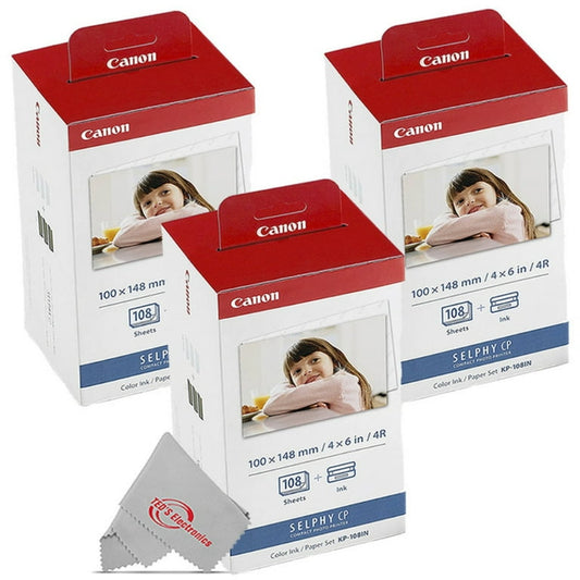 Ensemble encre/papier couleur Canon, format carte postale 4x6, 108 feuilles (3115B001)