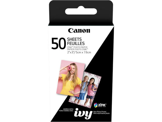 ZINK Photo Paper Pack for the Canon IVY Mini Photo Printer includes 50 sheets optimized for vibrant photo printing. Designed specifically for ZINK-compatible printers, this pack ensures smudge-free, tear-resistant prints. Ideal for creative projects, scrapbooking, and on-the-go photo sharing.